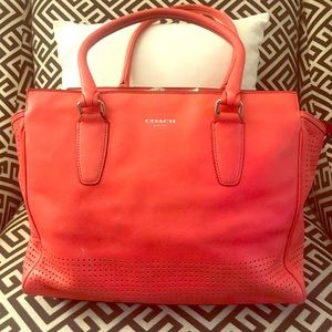Coach Large Perforated Candace in Bright Coral
